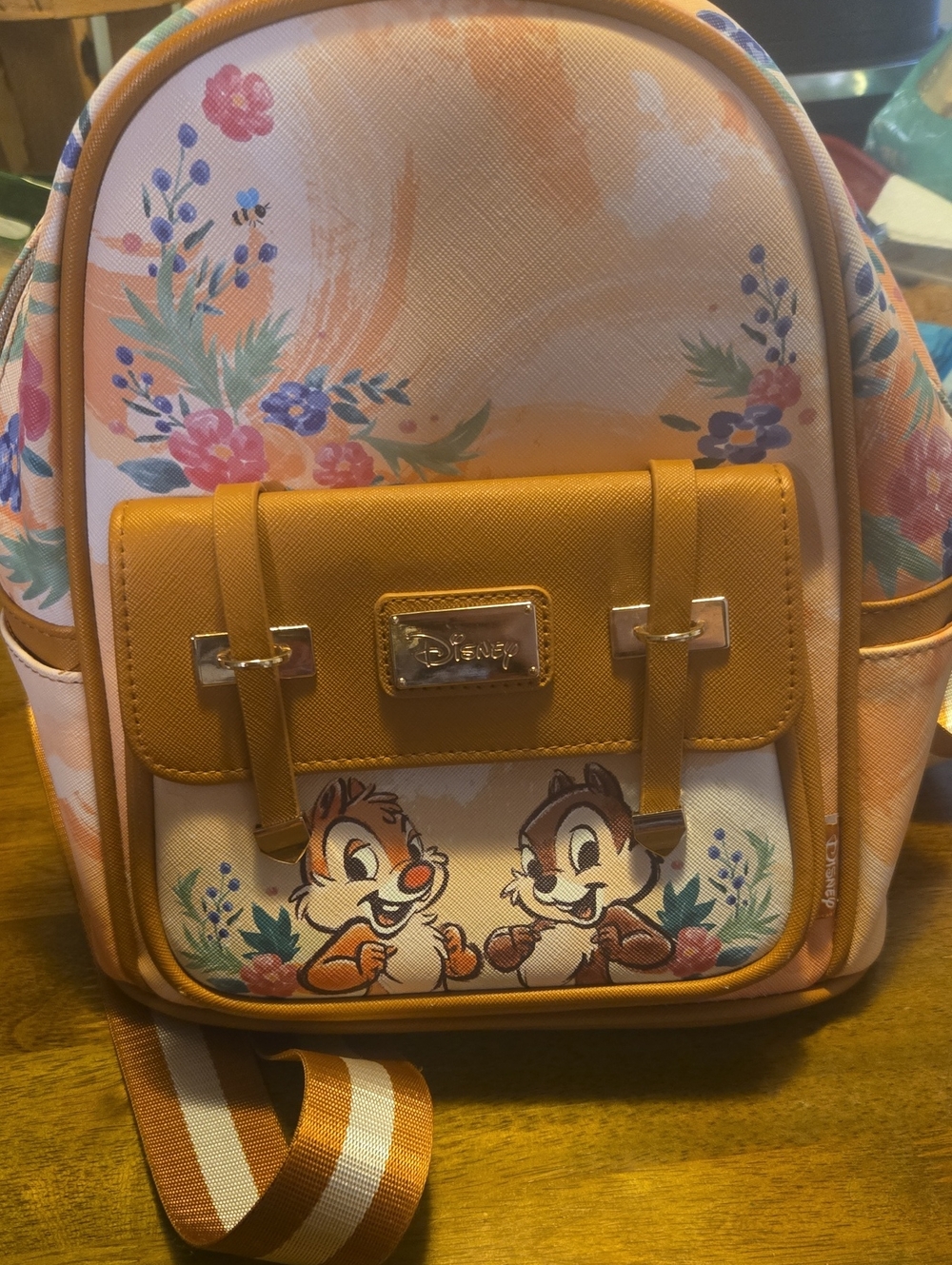 Disney Peach Floral Chip 'n' Dale Mini Backpack